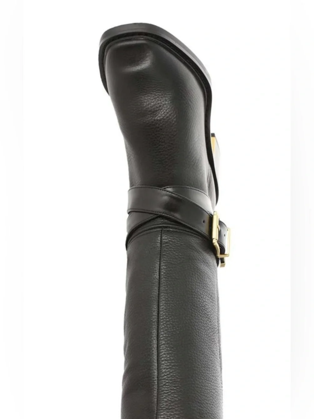 Vince Camuto Gini women Black Leather Over-the-Knee Buckle Boots, wide calf